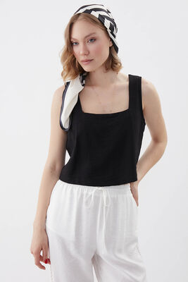 Kare Yaka Sıfır Kol Crop Bluz - 17