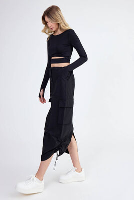 Kargo Cep Paraşüt Kumaş Lastikli Etek - Thumbnail (5)