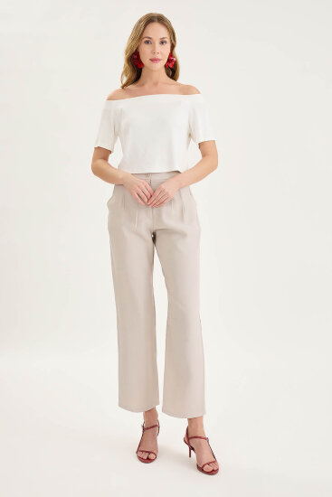 Kayık Yaka Crop Bluz - 2