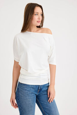 Kayık Yaka Kısa Kol Modal Bluz - 3