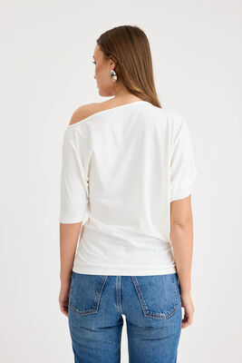 Kayık Yaka Kısa Kol Modal Bluz - 5