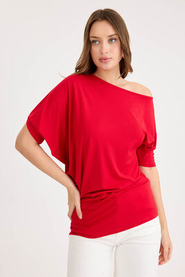 Kayık Yaka Kısa Kol Modal Bluz - 6