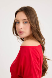 Kayık Yaka Kısa Kol Modal Bluz - 7