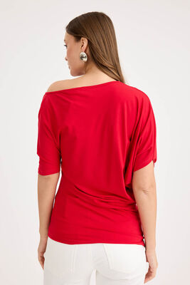 Kayık Yaka Kısa Kol Modal Bluz - 10