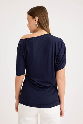 Kayık Yaka Kısa Kol Modal Bluz - 15