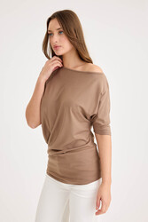 Kayık Yaka Kısa Kol Modal Bluz - 28