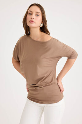 Kayık Yaka Kısa Kol Modal Bluz - 27