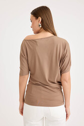 Kayık Yaka Kısa Kol Modal Bluz - 29