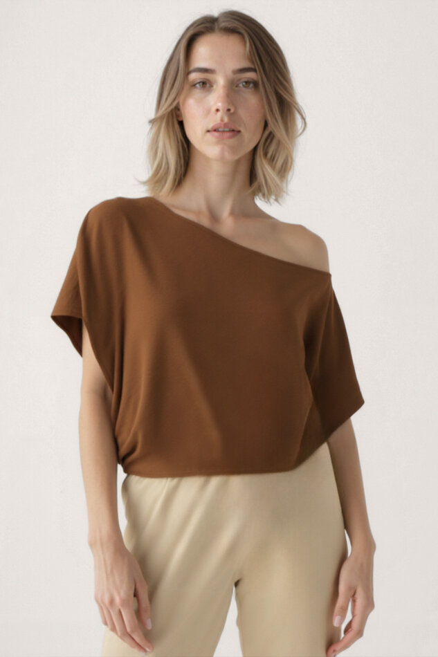 Kayık Yaka Modal Salaş Bluz - 7