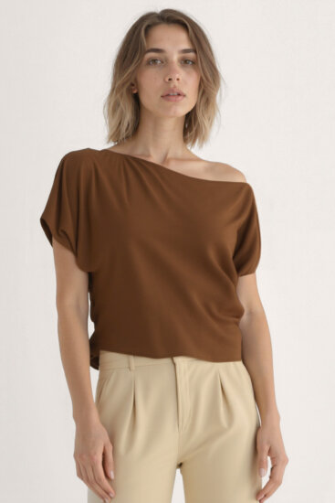 Kayık Yaka Modal Salaş Bluz - 9