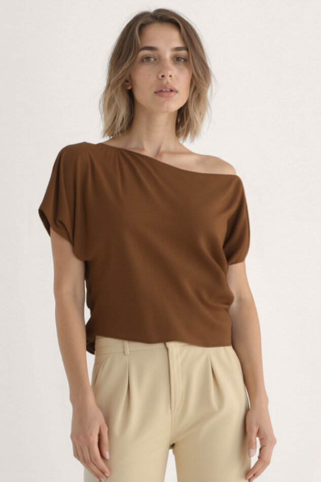 Kayık Yaka Modal Salaş Bluz - 9