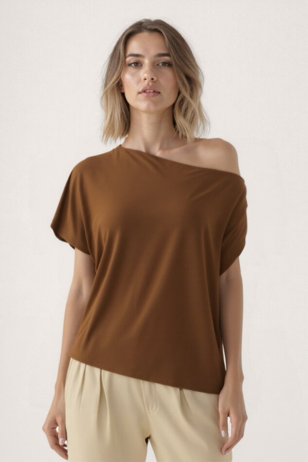 Kayık Yaka Modal Salaş Bluz - 10