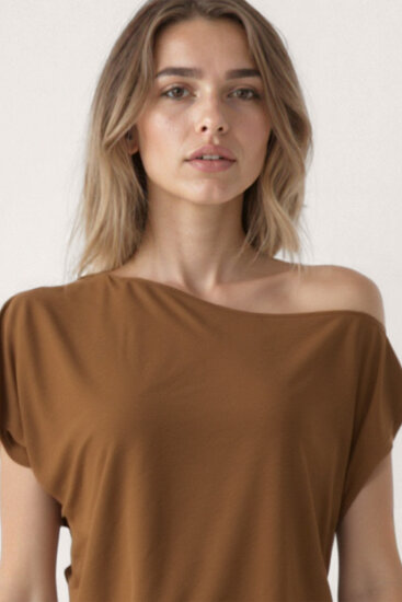 Kayık Yaka Modal Salaş Bluz - 11