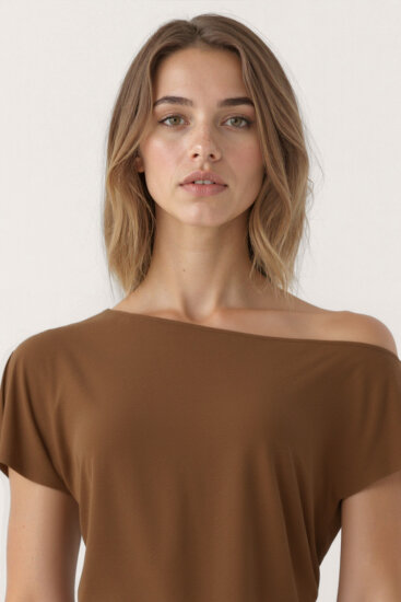 Kayık Yaka Modal Salaş Bluz - 12