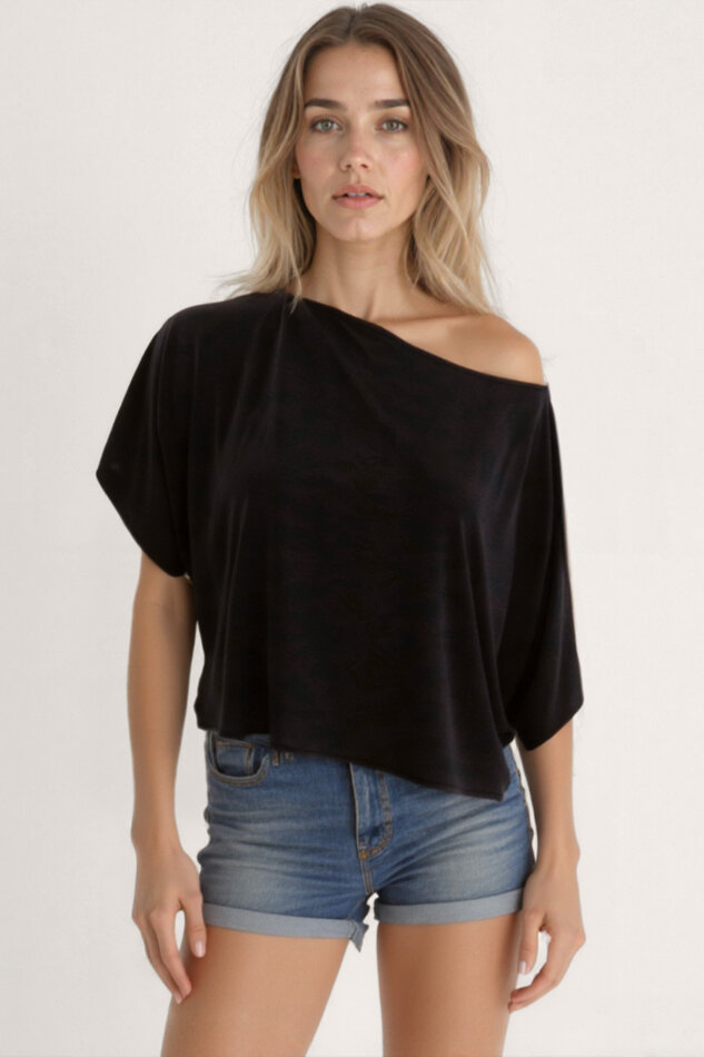 Kayık Yaka Modal Salaş Bluz - 13