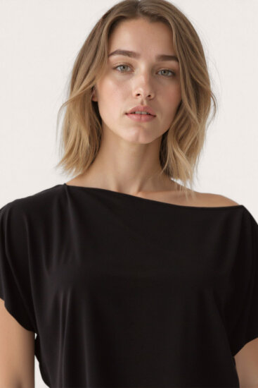 Kayık Yaka Modal Salaş Bluz - 17