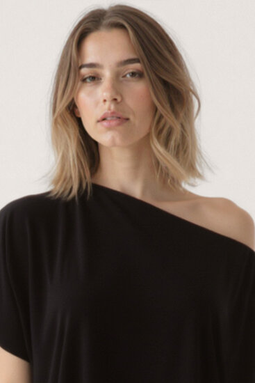 Kayık Yaka Modal Salaş Bluz - 18