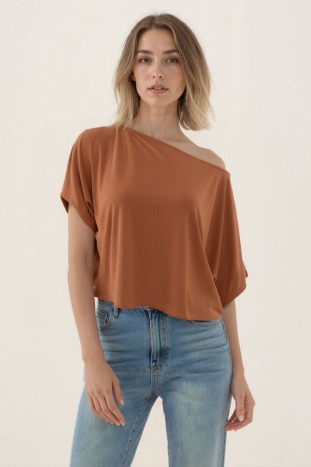 Kayık Yaka Modal Salaş Bluz - 19