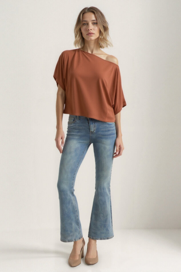 Kayık Yaka Modal Salaş Bluz - 20