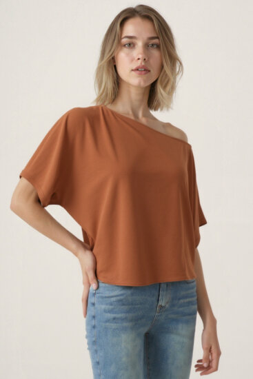 Kayık Yaka Modal Salaş Bluz - 22