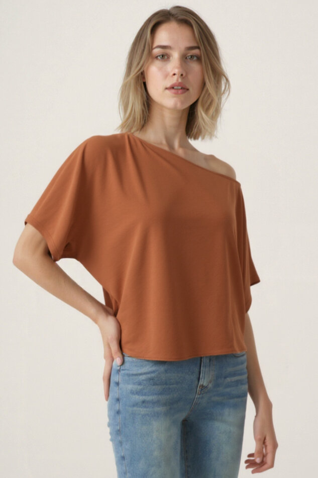 Kayık Yaka Modal Salaş Bluz - 22