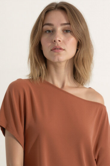 Kayık Yaka Modal Salaş Bluz - 23