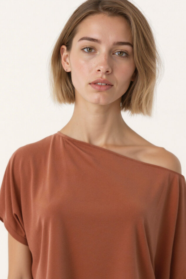 Kayık Yaka Modal Salaş Bluz - 24