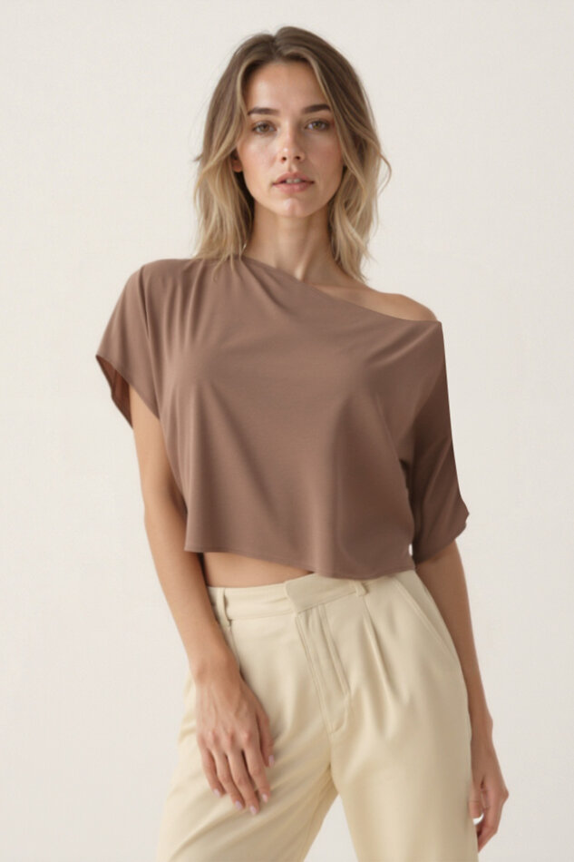 Kayık Yaka Modal Salaş Bluz - 27