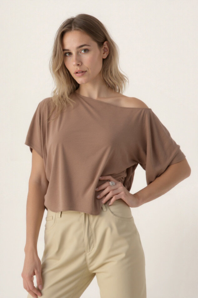 Kayık Yaka Modal Salaş Bluz - 28