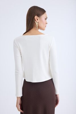 Kayık Yaka Uzun Kol Bluz - Thumbnail (8)