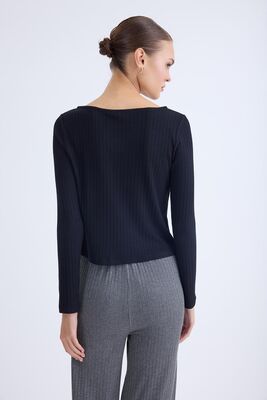 Kayık Yaka Uzun Kol Bluz - Thumbnail (19)