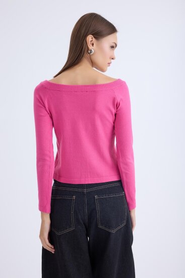 Kayık Yaka Uzun Kol Triko Bluz - 30