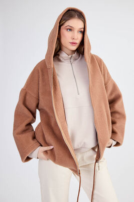 Şapkalı Arkası Uzun Ceket - Thumbnail (2)