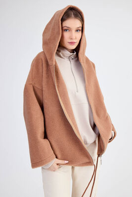 Şapkalı Arkası Uzun Ceket - Thumbnail (3)