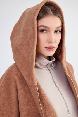 Şapkalı Arkası Uzun Ceket - Thumbnail (5)