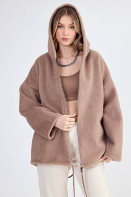 Şapkalı Arkası Uzun Ceket - Thumbnail (22)