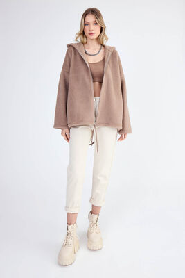 Şapkalı Arkası Uzun Ceket - Thumbnail (21)