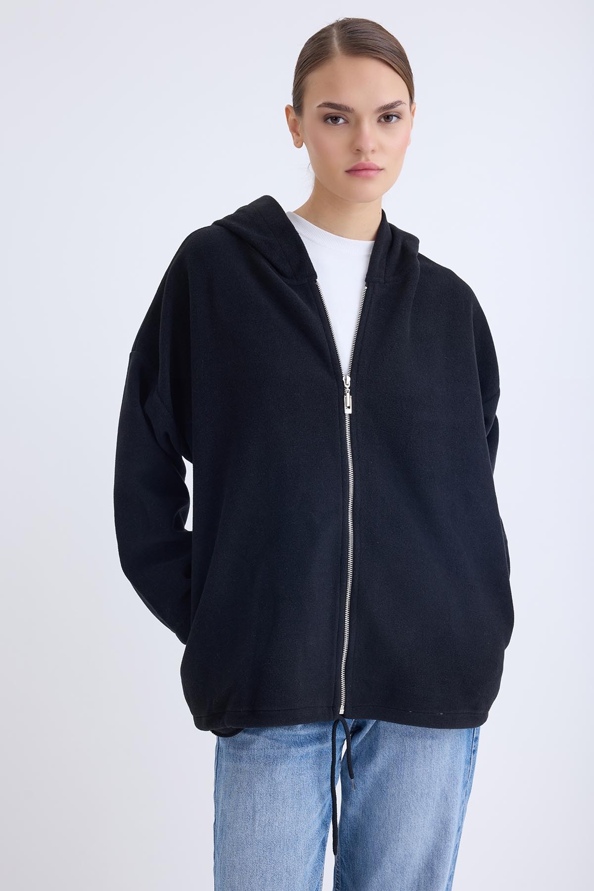 Şapkalı Arkası Uzun Ceket - Thumbnail