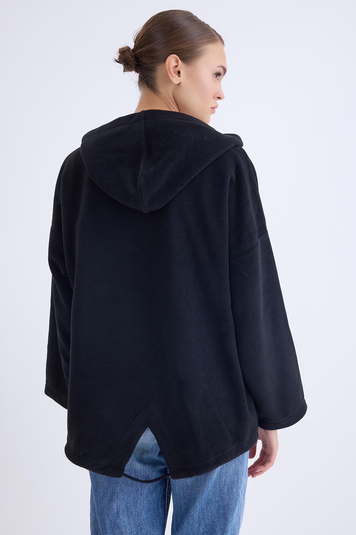 Şapkalı Arkası Uzun Ceket - Thumbnail