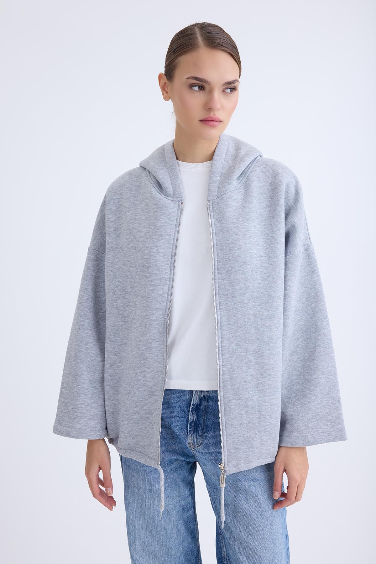 Şapkalı Arkası Uzun Ceket - Thumbnail