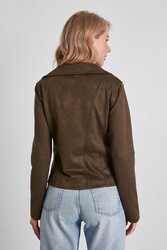Kelebek Yaka Suni Süet Biker Ceket - 33