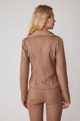 Kelebek Yaka Suni Süet Biker Ceket - Thumbnail (12)