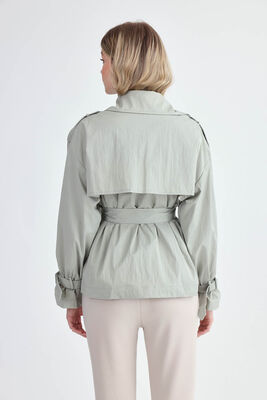 Kemerli Kısa Trençkot - Thumbnail (4)