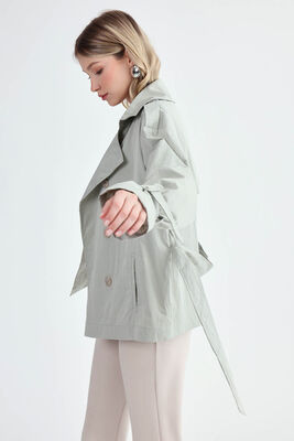 Kemerli Kısa Trençkot - Thumbnail (3)