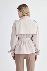 Kemerli Kısa Trençkot - 11