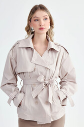 Kemerli Kısa Trençkot - 9