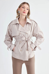 Kemerli Kısa Trençkot - 7