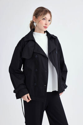 Kemerli Kısa Trençkot - Thumbnail (15)