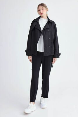 Kemerli Kısa Trençkot - Thumbnail (14)