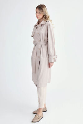 Kemerli Uzun Trençkot - Thumbnail (4)